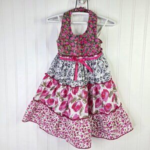 Blueberi Boulevard Dress Girls 24 Months Pink Floral Tiered Halter Sundress